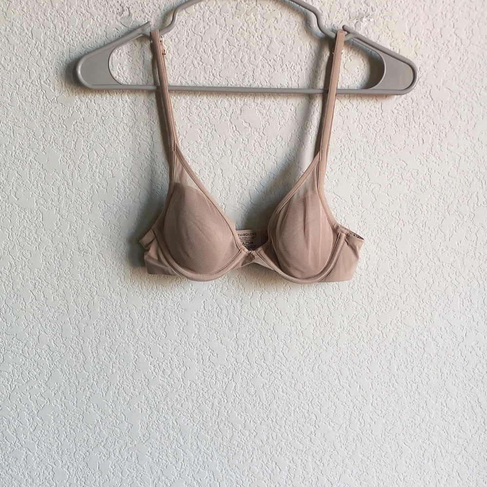 Thirdlove 24/7 Classic Contour Plunge Bra 32B Nude Tan Beige Underwire